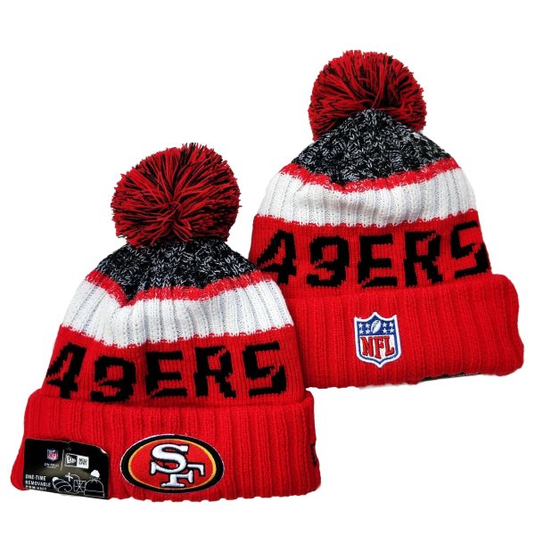 NFL 49ers Team Logo Red Pom Knit Hat YD