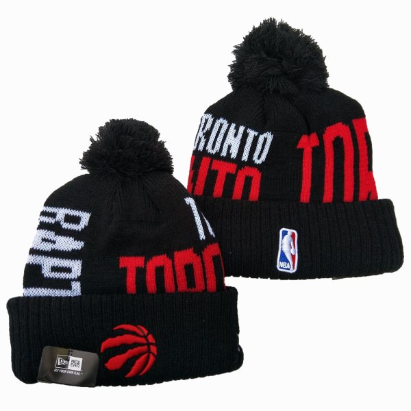 NBA Raptors Team Logo Black Wordmark Cuffed Pom Knit Hat YD