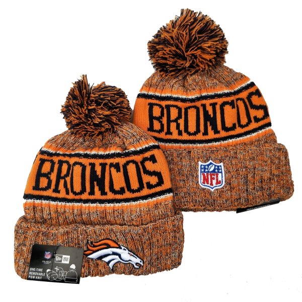 NFL Broncos Team Logo Orange Pom Knit Hat YD