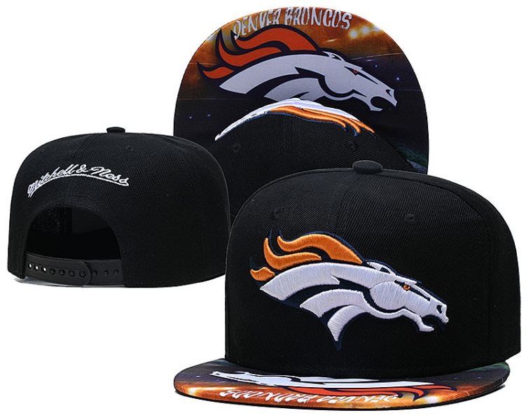 NFL Broncos Team Logo Black Mitchell & Ness Adjustable Hat LH