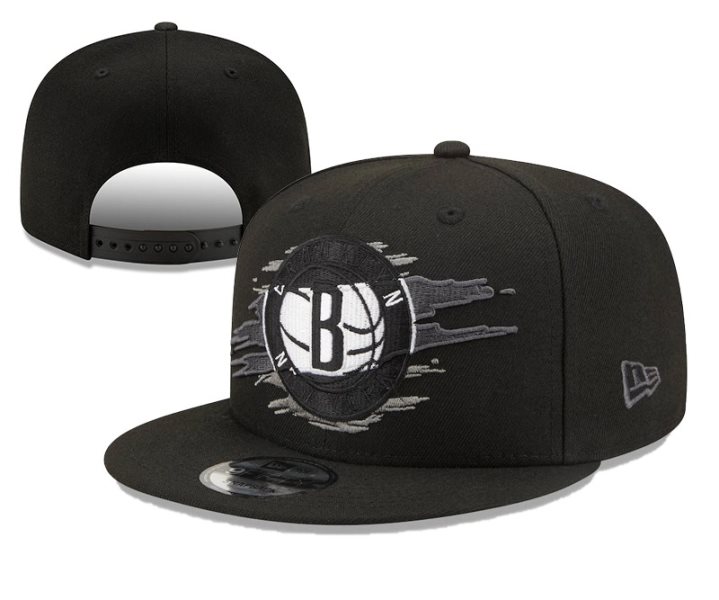 NBA Nets Team Logo Tear Black New Era Adjustable Hat YD
