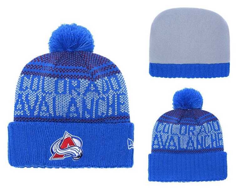 NHL Avalanche Fresh Logo Royal Pom Knit Hat YD