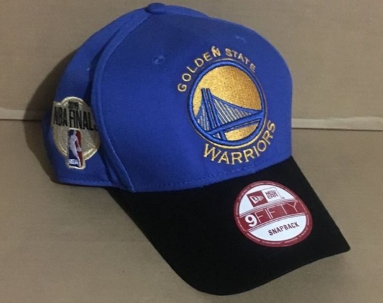 NBA Warriors Team Logo 2019 NBA Champions Blue Black Peaked Adjustable Hat GS