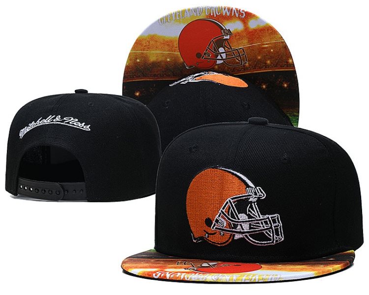 NFL Browns Team Logo Black Mitchell & Ness Adjustable Hat LH
