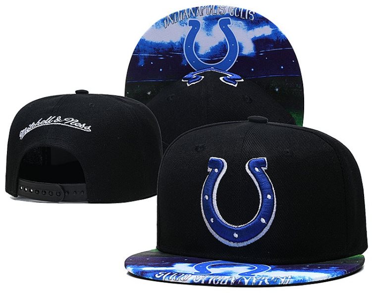 NFL Colts Team Logo Black Mitchell & Ness Adjustable Hat LH