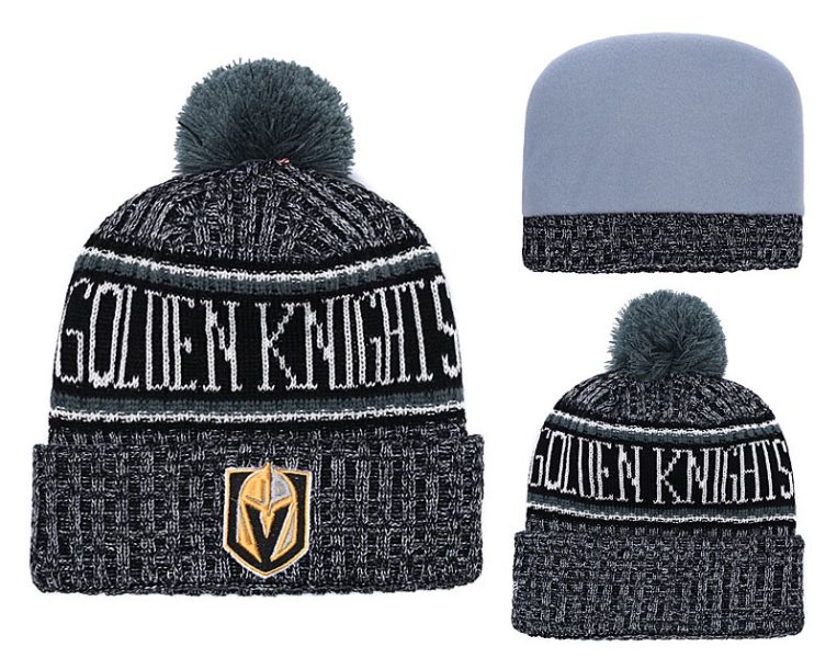 NHL Vegas Golden Knights Fresh Logo Gray Pom Knit Hat YD