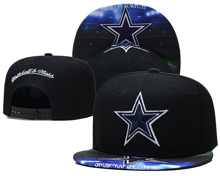NFL Cowboys Team Logo Black Mitchell & Ness Adjustable Hat LH