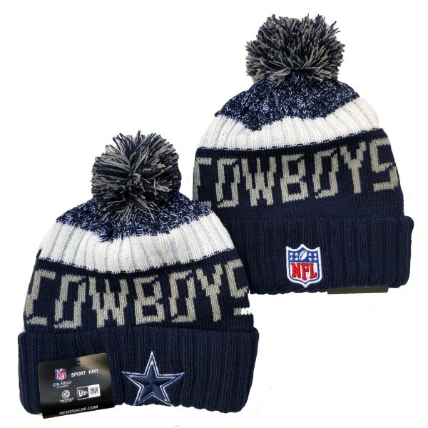 NFL Cowboys Team Logo Navy Pom Knit Hat YD