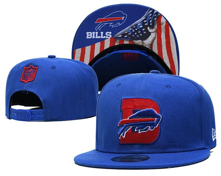 NFL Bills Team Logo Blue USA Flag Adjustable Hat GS
