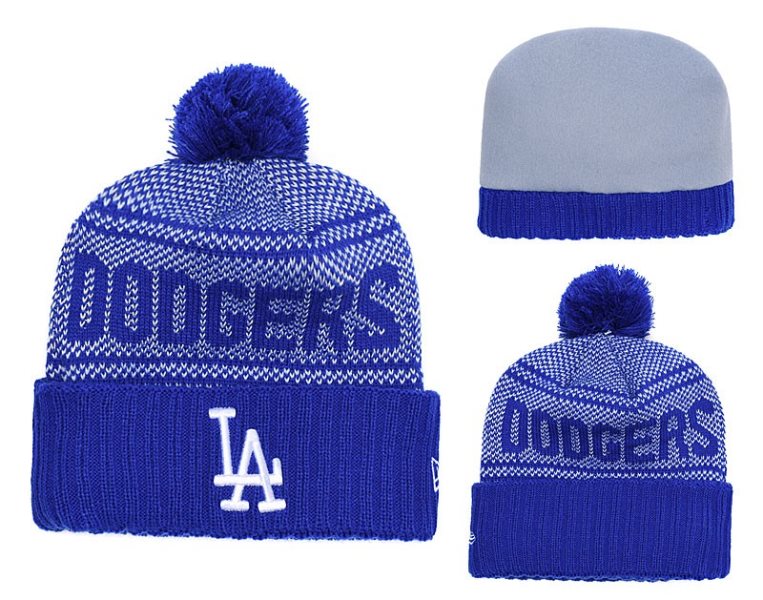 MLB Dodgers Team Logo Royal Knit Hat