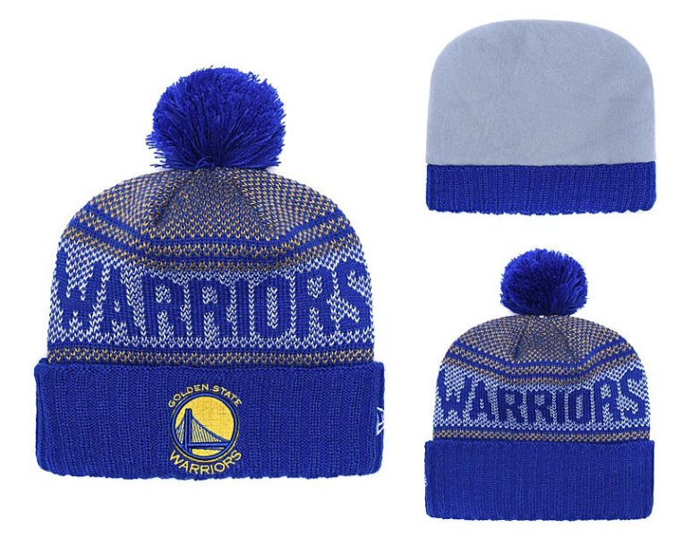 NBA Warriors Fresh Logo Royal Pom Knit Hat YD