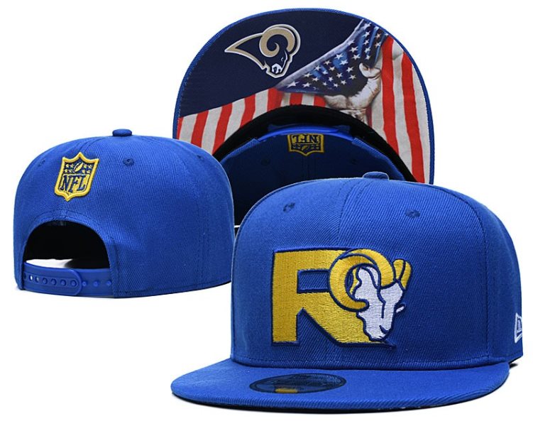 NFL Rams Team Logo Blue USA Flag Adjustable Hat GS