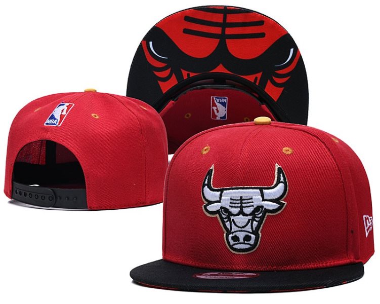 NBA Bulls Team Logo Red Black Adjustable Hat TX