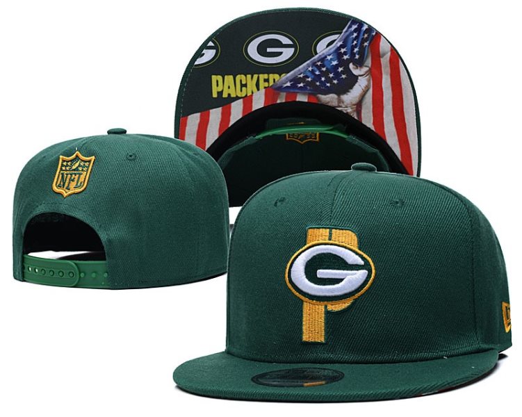 NFL Packers Team Logo Green USA Flag Adjustable Hat GS