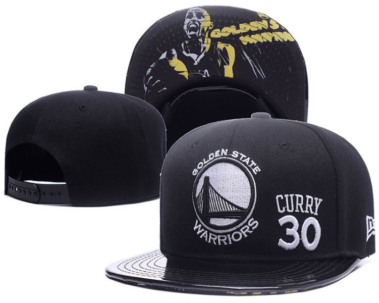 NBA Warriors 30 Stephen Curry Black Adjustable Hat