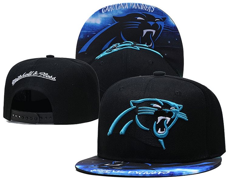 NFL Panthers Team Logo Black Mitchell & Ness Adjustable Hat LH