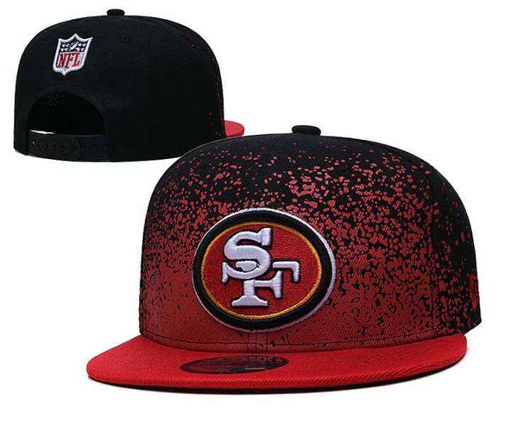 NFL 49ers Team Logo New Era Black Red Fade Up Adjustable Hat GS