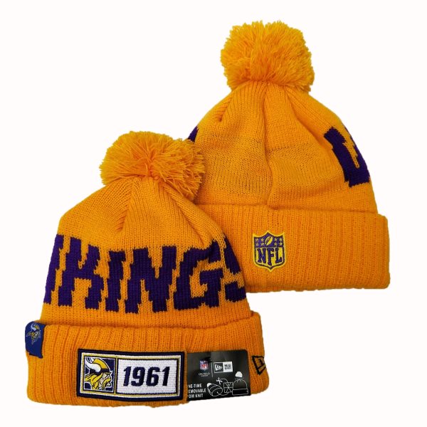 NFL Vikings Team Logo Yellow Pom Knit Hat YD