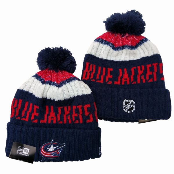 NHL Columbus Blue Jackets Team Logo Black Pom Knit Hat YD