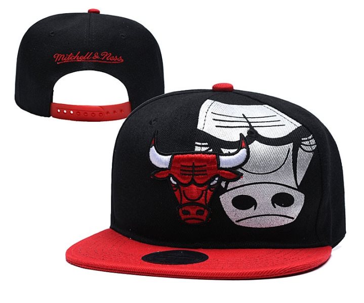 NBA Bulls Team Logo Black Adjustable Hat