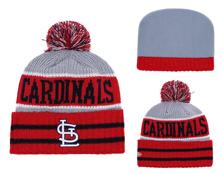 MLB Cardinals Red Banner Block Cuffed Knit Hat With Pom YD