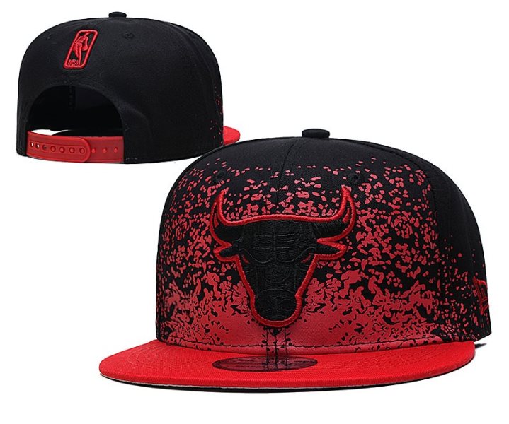 NBA Bulls Team Logo New Era Black Red Fade Up Adjustable Hat YD