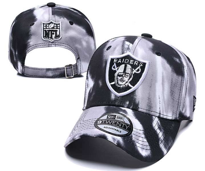 NFL Raiders Team Logo Gray Black Peaked Adjustable Fashion Hat YD