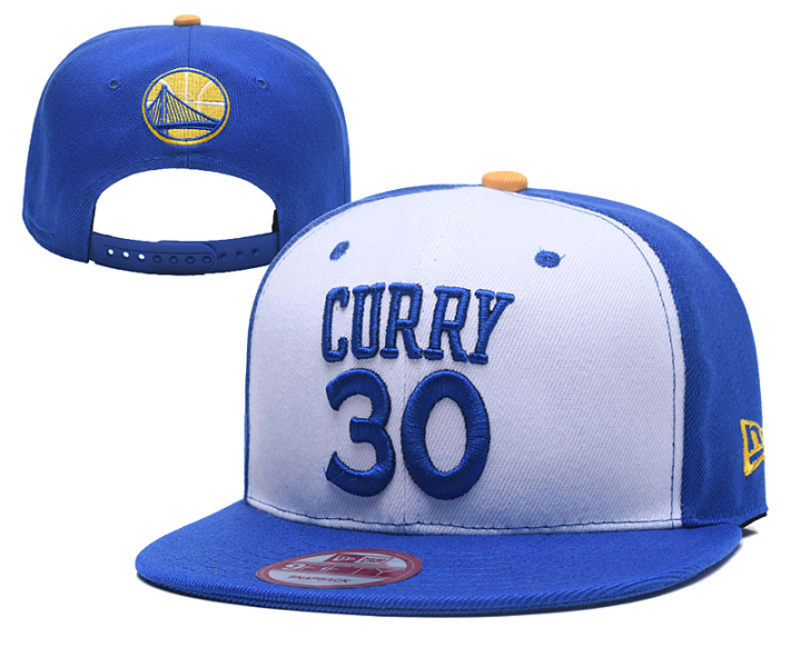 NBA Warriors 30 Stephan Curry White/Blue Caps