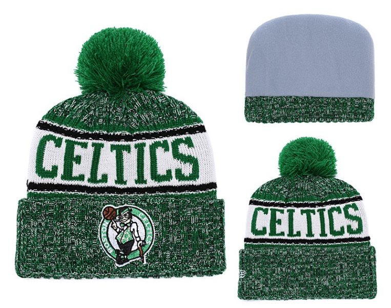 NBA Celtics Team Logo Green Pom Knit Hat YD