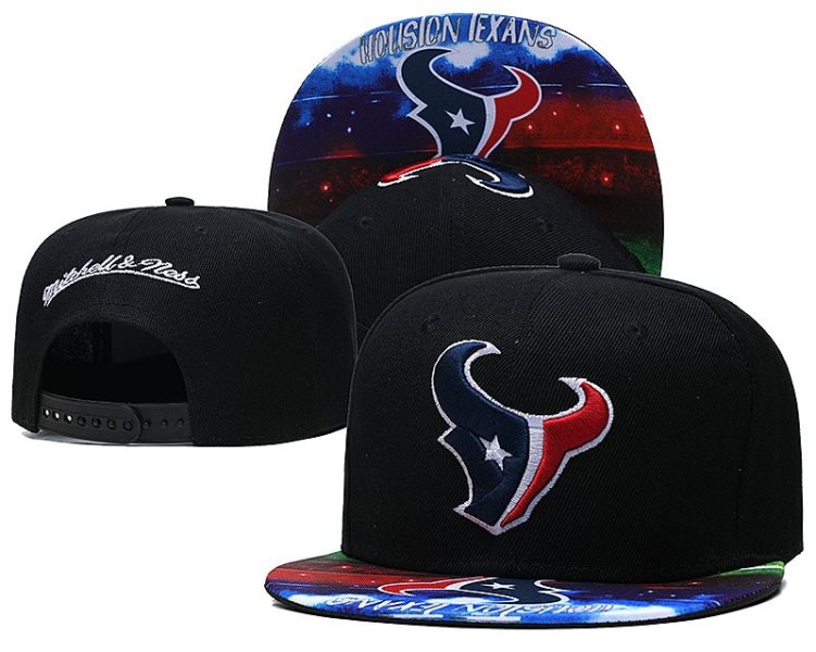 NFL Texans Team Logo Black Mitchell & Ness Adjustable Hat LH