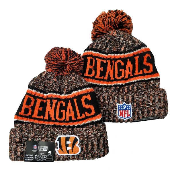 NFL Bengals Team Logo Orange Pom Knit Hat YD