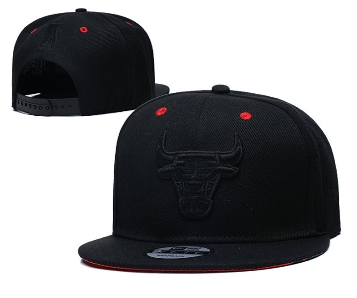 NBA Bulls Team Logo All Black Adjustable Hat TX