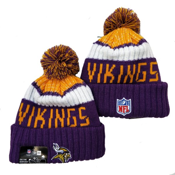NFL Vikings Team Logo Purple Pom Knit Hat YD