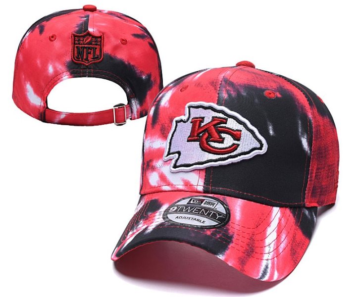 NFL Chiefs Team Logo Red Black Peaked Adjustable Fashion Hat YD