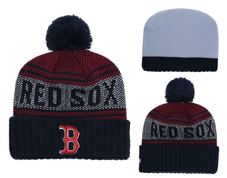 MLB Red Sox Team Logo Navy Knit Hat YD