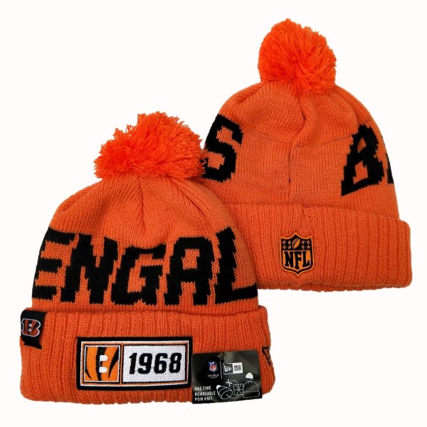 NFL Bengals Team Logo Orange Pom Knit Hat YD