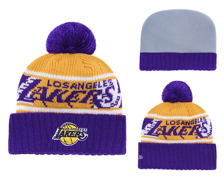 NBA Lakers Team Logo Purple Knit Hat YD