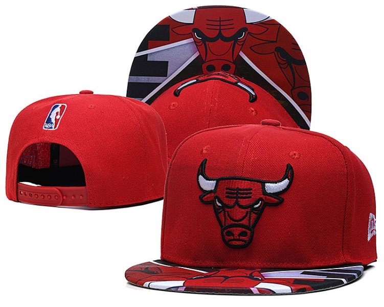 NBA Bulls Team Logo Red Adjustable Hat TX