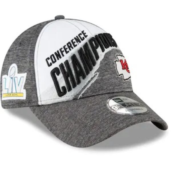 NFL Chiefs New Era White_Gray 2020 AFC Champions Locker Room 9FORTY Snapback Adjustable Hat