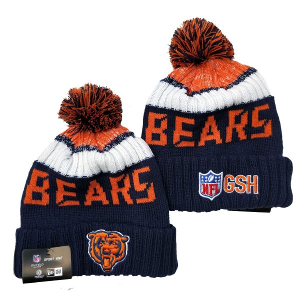 NFL Bears Team Logo Navy Pom Knit Hat YD