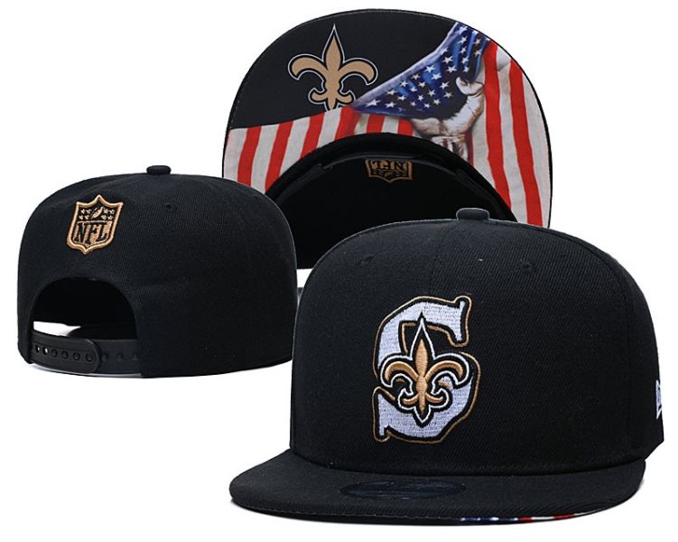 NFL Saints Team Logo Black USA Flag Adjustable Hat GS