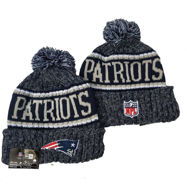 NFL Patriots Team Logo Navy Gray Pom Knit Hat YD
