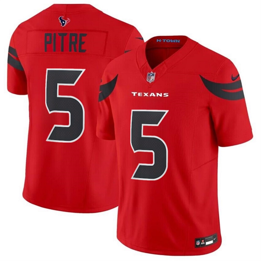 Men's Red Houston Texans 5 Jalen Pitre 2024 Alternate F.U.S.E Vapor Stitched Jersey