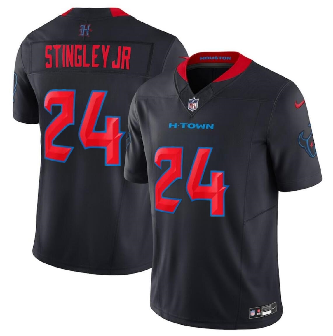 Men's Navy Houston Texans #24 Derek Stingley Jr. 2024 2nd Alternate F.U.S.E Vapor Stitched Jersey