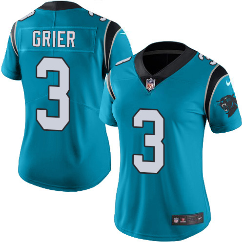 Nike Panthers #3 Will Grier Blue Women's Stitched NFL Limited Rush Jersey