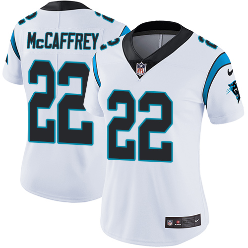 Nike Panthers #22 Christian McCaffrey White Women's Stitched NFL Vapor Untouchable Limited Jersey