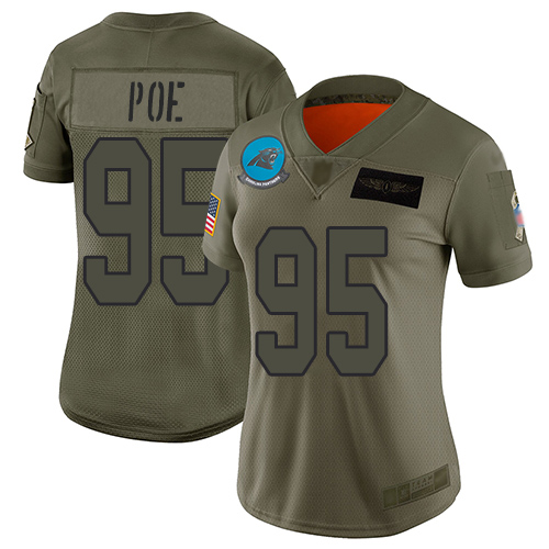 Nike Panthers #95 Dontari Poe Camo Women's Stitched NFL Limited 2019 Salute to Service Jersey