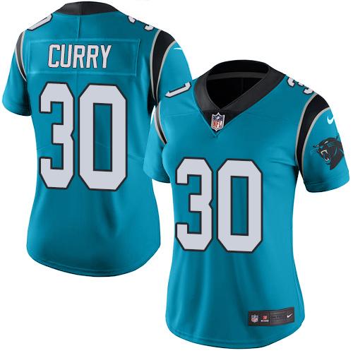 Nike Panthers #30 Stephen Curry Blue Alternate Women's Stitched NFL Vapor Untouchable Limited Jersey