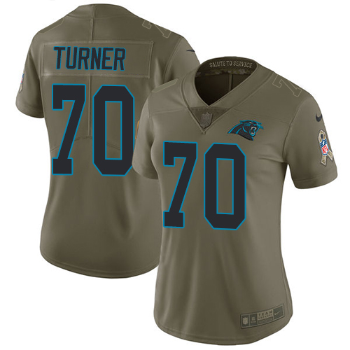 Nike Panthers #70 Trai Turner Olive Women's Stitched NFL Limited 2017 Salute to Service Jersey