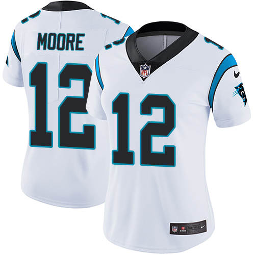 Nike Panthers #12 DJ Moore White Women's Stitched NFL Vapor Untouchable Limited Jersey